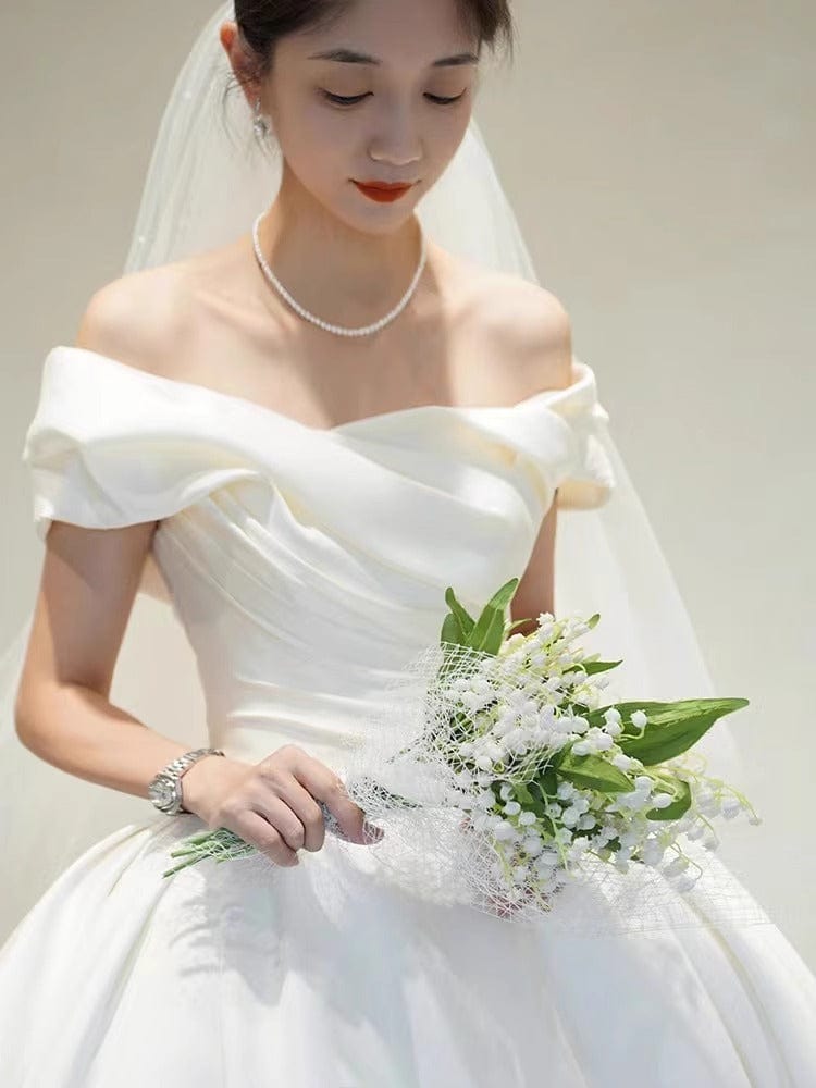 off the shoulder wedding dress
