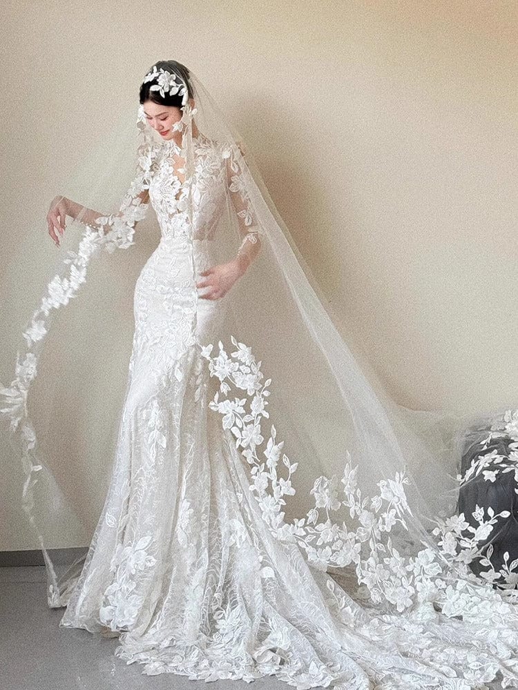 Tu Linh Boutique áo cưới Áo Cưới Đuôi Cá Tay Dài Cách Điệu