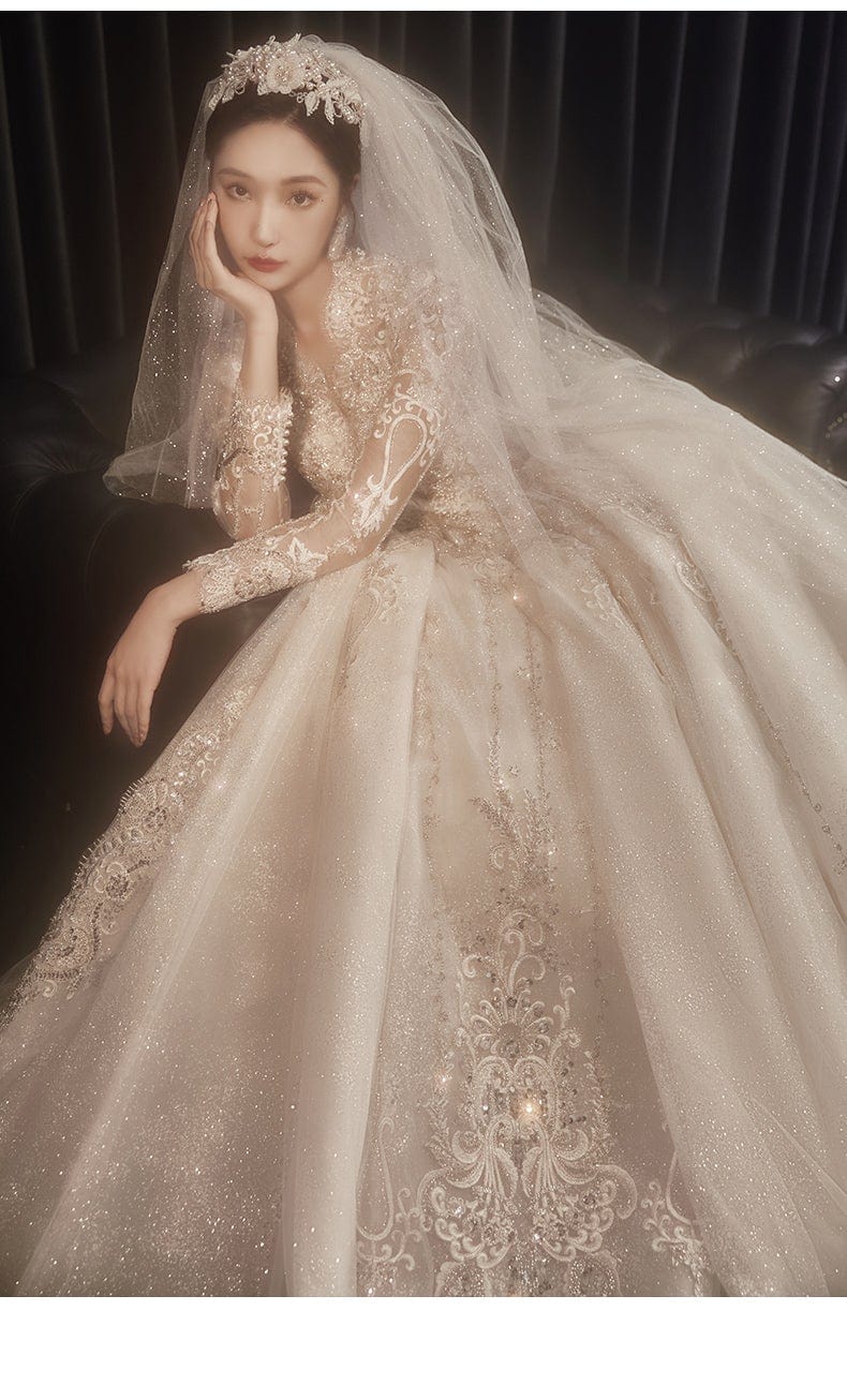 Tu Linh Boutique áo cưới Áo Cưới Đính Tay Dài Thân Mỏng