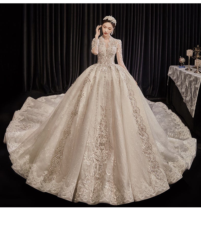 Tu Linh Boutique áo cưới Áo Cưới Đính Tay Dài Thân Mỏng