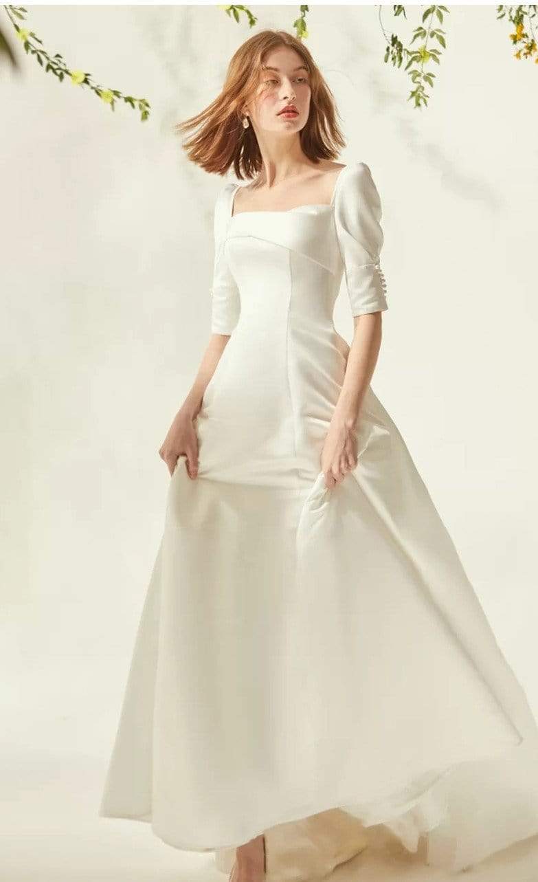 Tu Linh Boutique áo cưới Váy Cưới Trắng Đơn Giản 05