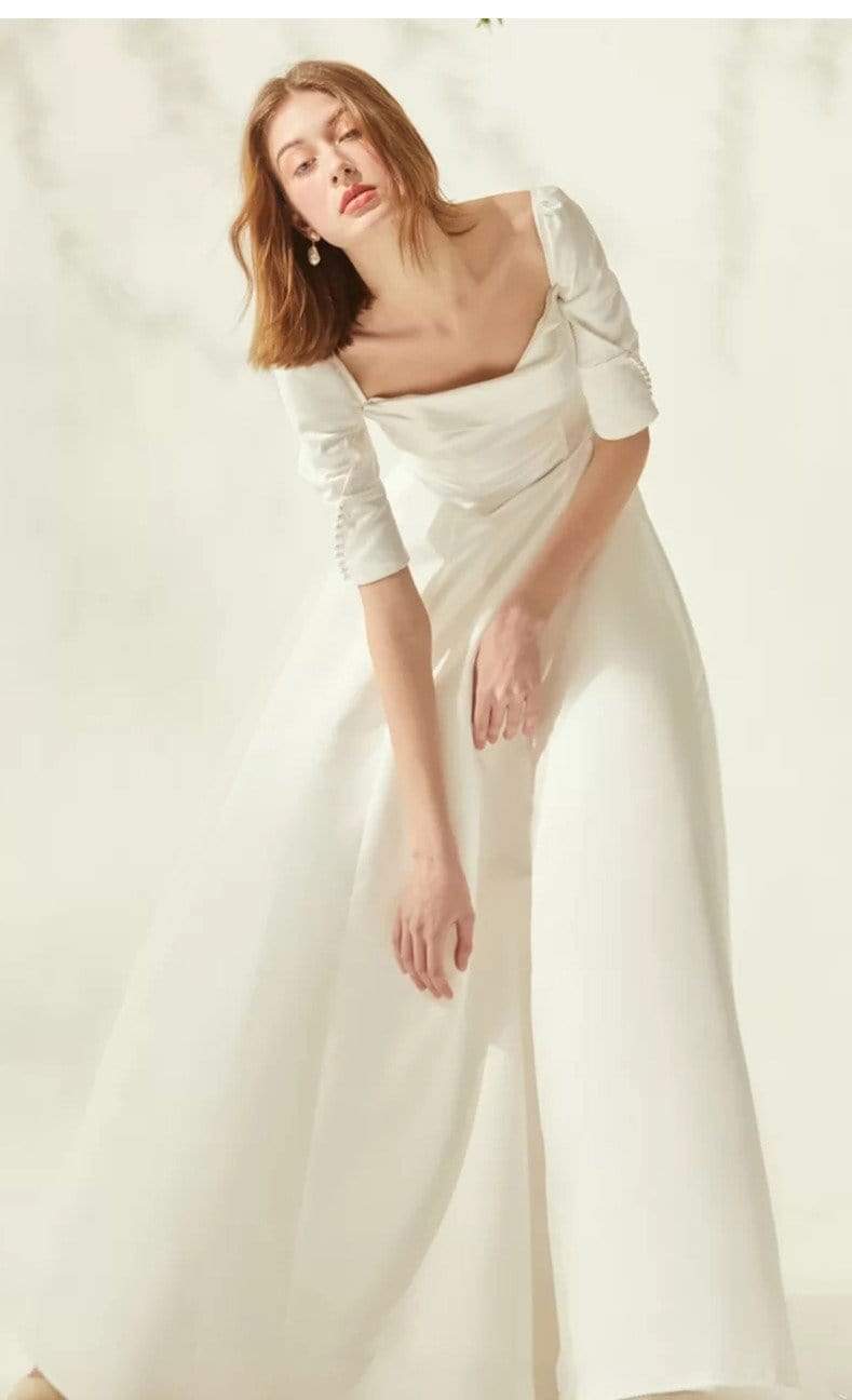 Tu Linh Boutique áo cưới Váy Cưới Trắng Đơn Giản 05