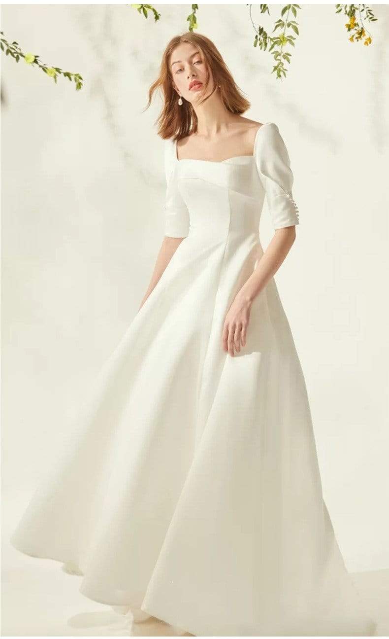 Tu Linh Boutique áo cưới Váy Cưới Trắng Đơn Giản 05