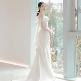 Tu Linh Boutique áo cưới Váy Cưới Trắng Đơn Giản Allure