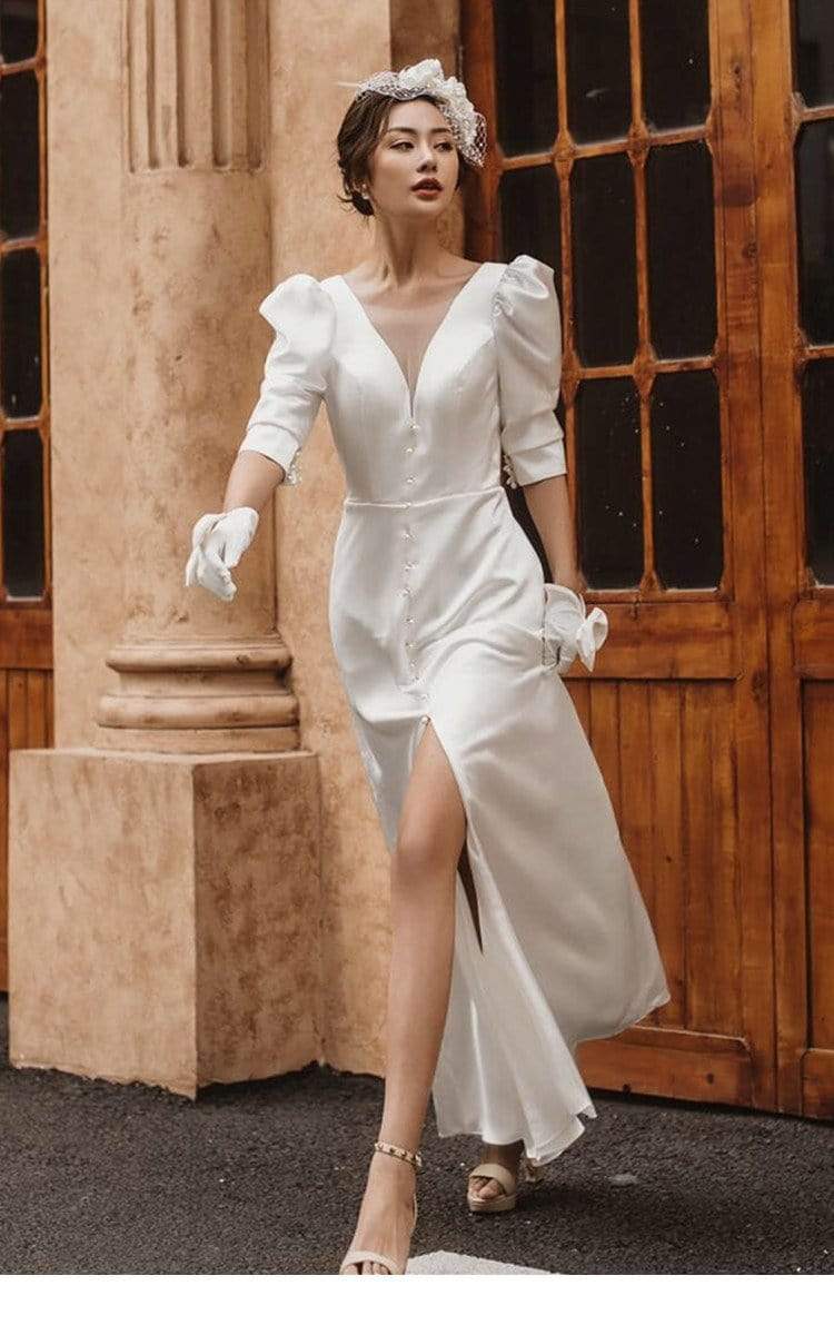 Tu Linh Boutique Váy Cưới Trắng Đơn Giản 07